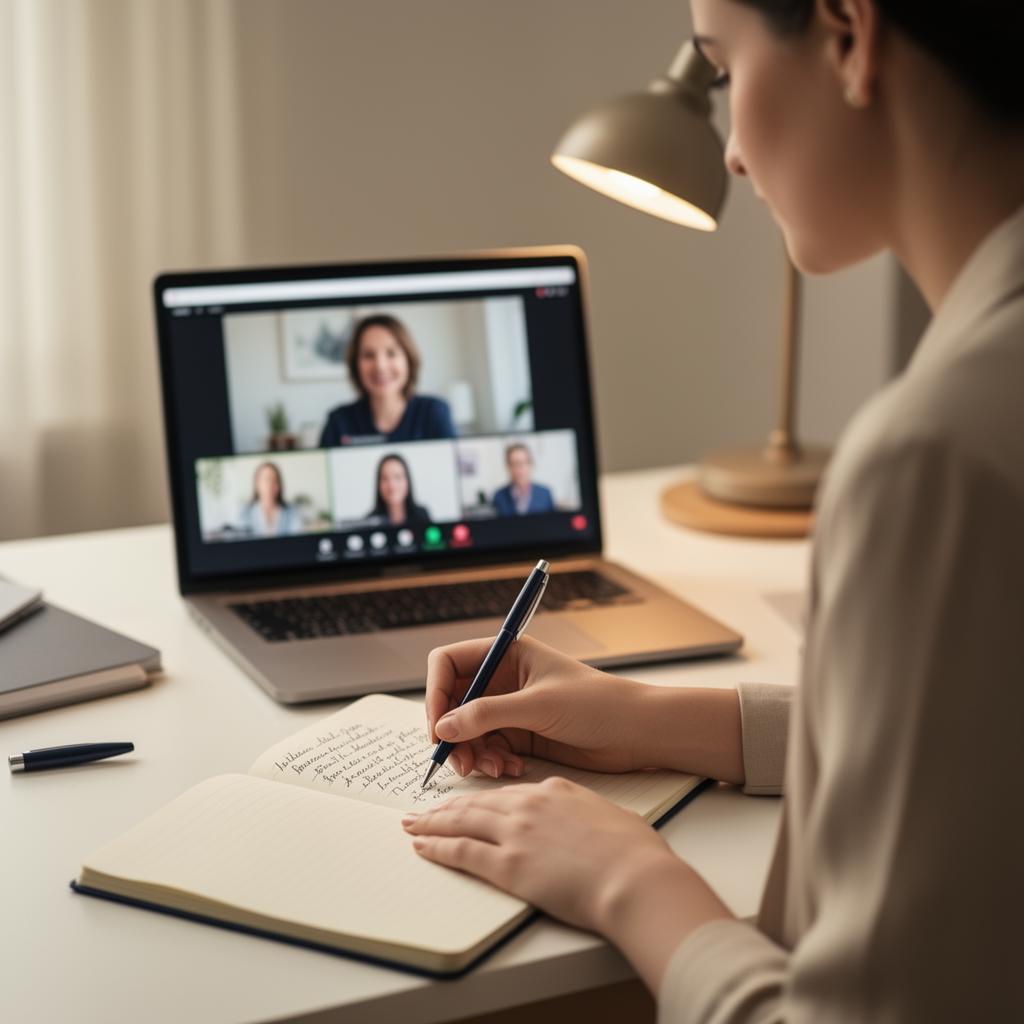 Learner taking notes during a live workshop call